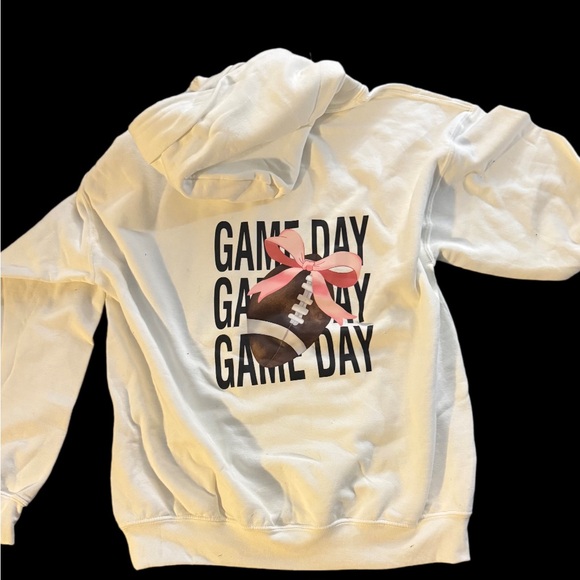 Gildan White Hoodie with Black Bow Detail - Picture 4 of 4